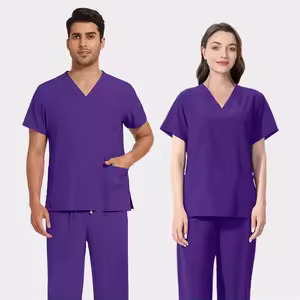 unisex v neck scrub for operating room 94 polyester 6 spandex hospital nurse uniform with side pockets plus sizes.jpg 300x300