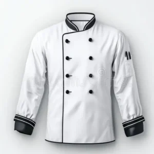 blank black white chef s jacket showcased front view d mockup intended as protective uniform working 369176008